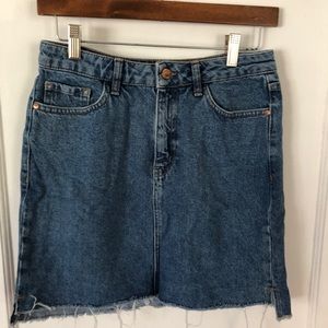 Frayed Hem Denim Skirt